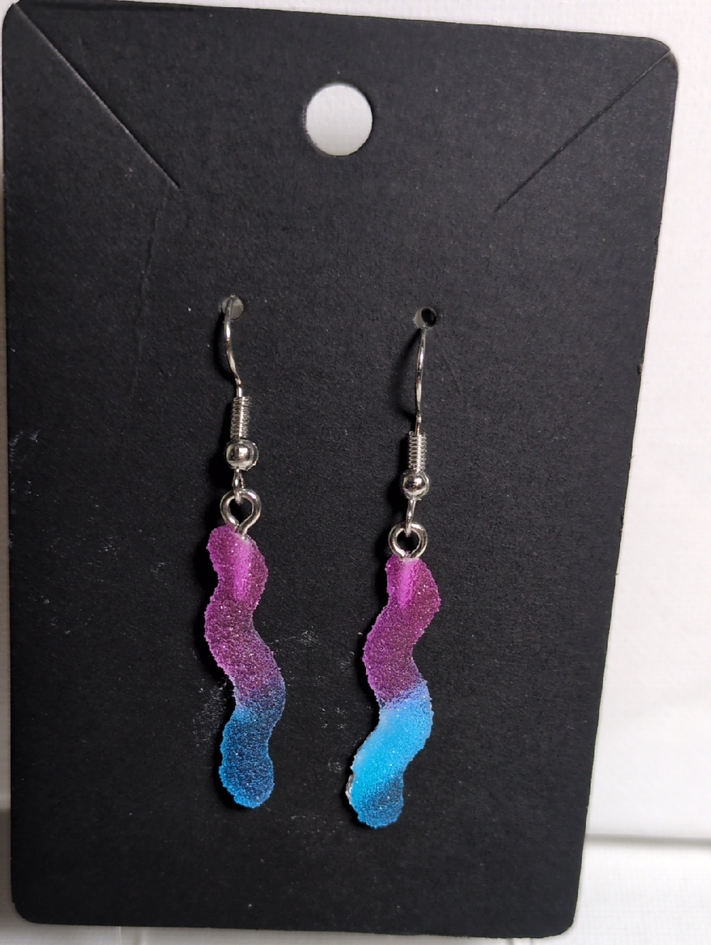 Handmade Purple & Blue Gummy Worm Drop Earrings
